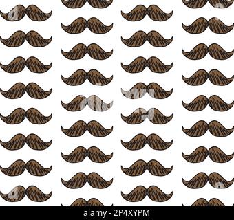 Vector seamless pattern of hand drawn doodle sketch colored mustache isolated on white background Stock Vector