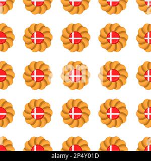 Pattern cookie with flag country Denmark in tasty biscuit, pattern cookie consist of flag country Denmark on natural biscuit, fresh biscuit cookie wit Stock Vector