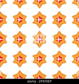 Pattern cookie with flag country Denmark in tasty biscuit, pattern cookie consist of flag country Denmark on natural biscuit, fresh biscuit cookie wit Stock Vector