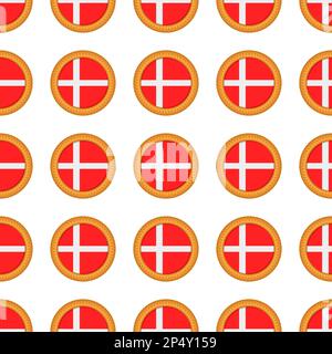 Pattern cookie with flag country Denmark in tasty biscuit, pattern cookie consist of flag country Denmark on natural biscuit, fresh biscuit cookie wit Stock Vector