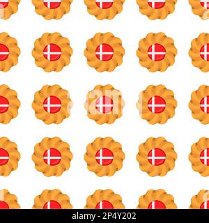 Pattern cookie with flag country Denmark in tasty biscuit, pattern cookie consist of flag country Denmark on natural biscuit, fresh biscuit cookie wit Stock Vector