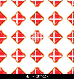 Pattern cookie with flag country Denmark in tasty biscuit, pattern cookie consist of flag country Denmark on natural biscuit, fresh biscuit cookie wit Stock Vector