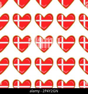 Pattern cookie with flag country Denmark in tasty biscuit, pattern cookie consist of flag country Denmark on natural biscuit, fresh biscuit cookie wit Stock Vector