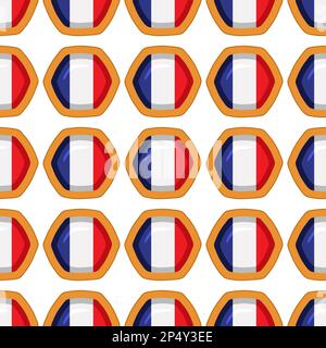 Pattern cookie with flag country France in tasty biscuit, pattern cookie consist of flag country France on natural biscuit, fresh biscuit cookie with Stock Vector