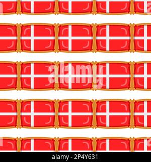 Pattern cookie with flag country Denmark in tasty biscuit, pattern cookie consist of flag country Denmark on natural biscuit, fresh biscuit cookie wit Stock Vector