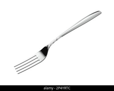 Silver fork isolated on white. 3d illustration. Single object. Stock Photo