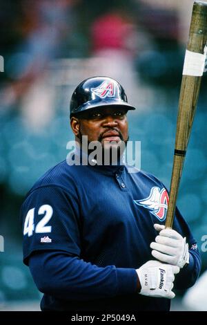 Mo Vaughn of the Anaheim Angels looks on during the game against the  News Photo - Getty Images