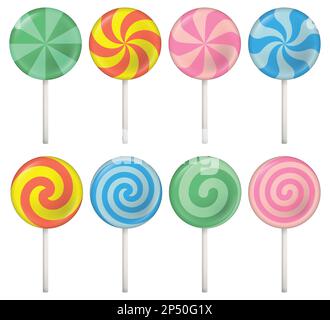 Set of colorful lollipop sweet candies. Vector illustration. Eps 10. Stock Vector