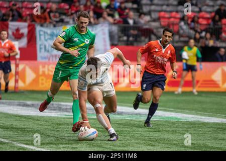 VANCOUVER, CANADA - MARCH 05: Semi Final match between Argentina v Ireland the 2023 Canada Sevens of rugby at BC PLace Stadium in Vancouver, Canada. (Photo by Tomaz Jr/PxImages) Stock Photo