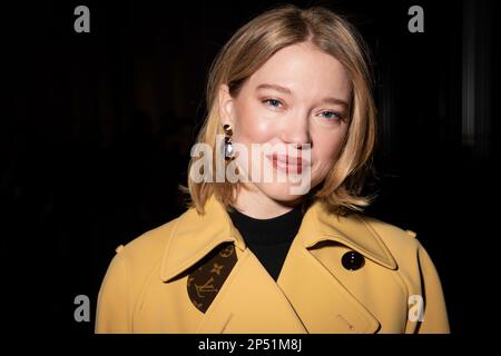 Melita Toscan du Plantier and Lea Seydoux attend the Louis Vuitton  Womenswear Spring/Summer 2021 show as part of Paris Fashion Week on October  06, 2020 in Paris, France.Photo by David Niviere /
