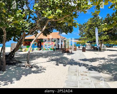 Eagle Beach, Oranjestad, Aruba - March 10, 2022. The Coco Loco Beach Bar on Eagle Beach Stock Photo