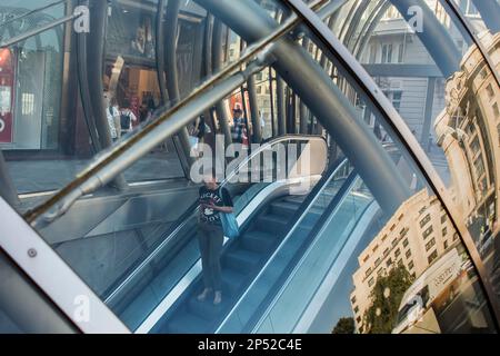 Metro entrance (aka 'fosterito') by architect Norman Foster, Moyua station, Bilbao, Biscay, Basque Country, Spain Stock Photo