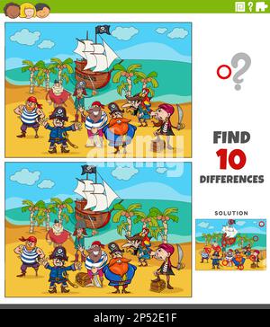 differences educational game with pirate characters Stock Vector Image ...