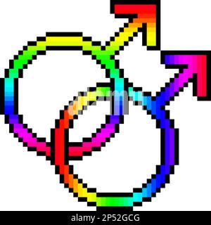 pixel art of rainbow gender symbol Stock Vector