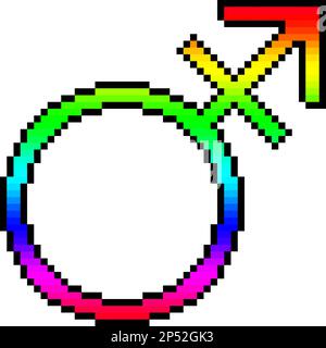 pixel art of rainbow gender symbol Stock Vector