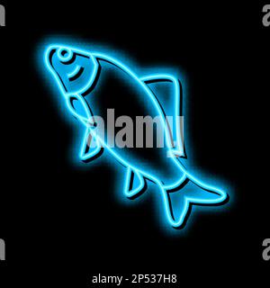 crucian carp neon glow icon illustration Stock Vector