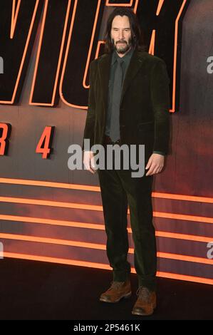 London, UK. 06/03/2023, Keanu Reeves attends the UK gala screening of 'John Wick: Chapter 4 at Cineworld Leicester Square, London, UK. Photo date: 6th March 2023. Stock Photo