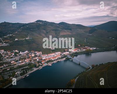 Aerial view of the village of Pinhão Stock Photo