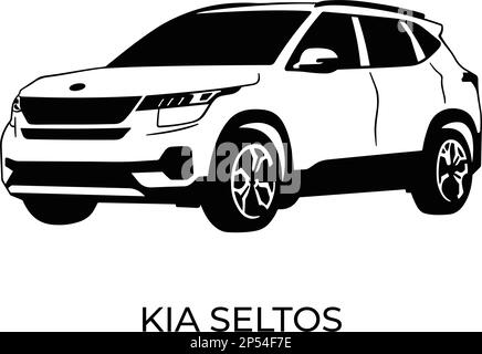 Vector silhouettes of Kia brand cars, sale and repair Stock Vector