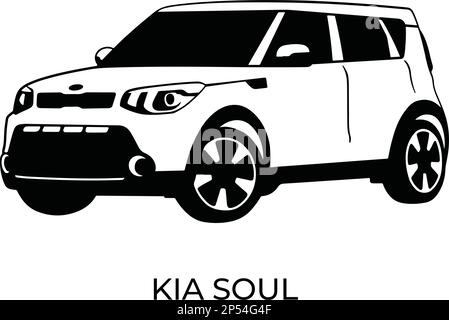 Vector silhouettes of Kia brand cars, sale and repair Stock Vector