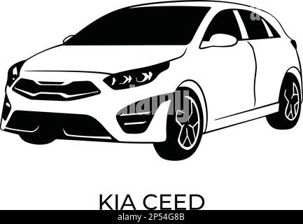 Vector silhouettes of Kia brand cars, sale and repair Stock Vector