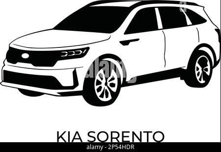 Vector silhouettes of Kia brand cars, sale and repair Stock Vector