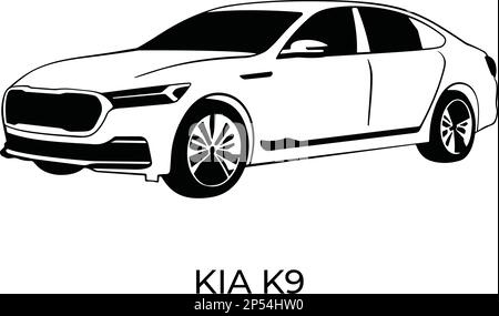 Vector silhouettes of Kia brand cars, sale and repair Stock Vector