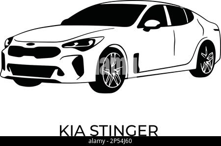 Vector silhouettes of Kia brand cars, sale and repair Stock Vector