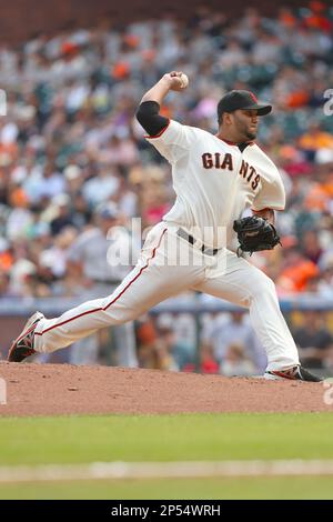 San Francisco, CA: San Francisco Giants pitcher Tim Lincecum (55) throwing  a pitch during the game against the St. Louis Cardinals. The Giants won the  game 4-1. (Credit Image: © Charles Herskowitz/Southcreek