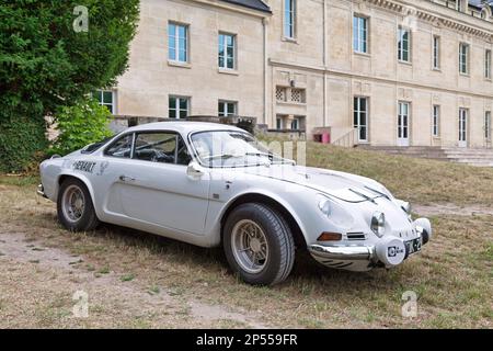 Lamorlaye, France - July 05 2020: The Alpine A110-1100, equipped with a 1,108 cc engine, was produced from 1967 to 1970. Stock Photo