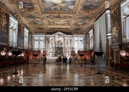 The Sala Grande Superiore in Scuola Grande di San Rocco, Sestiere di San Polo, Venice, Italy Stock Photo