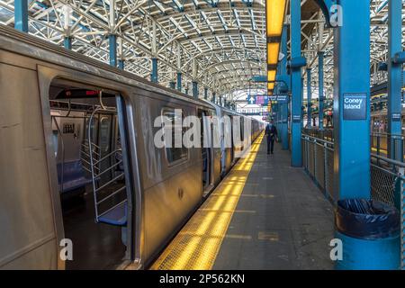 Coney Island, USA - April 28, 2022: Coney Island station in Brooklyn, New York Stock Photo