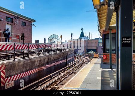 Coney Island, USA - April 28, 2022: Coney Island station in Brooklyn, New York Stock Photo