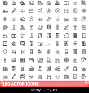 100 actor icons set. Outline illustration of 100 actor icons vector set ...