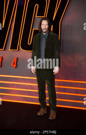 London, UK. 06/03/2023,  Keanu Reeves, John Wick: Chapter 4, UK Premiere, Cineworld Leicester Square. Stock Photo