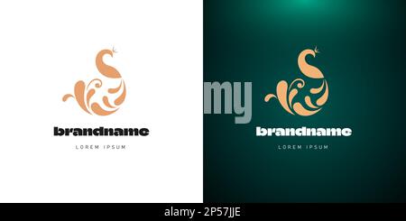 Initial letter S in shape of graceful folklore fairy style peacock or firebird for business identity logotype concept. Combined bird with long tail logo for company badge design. Vector elegant sign Stock Vector