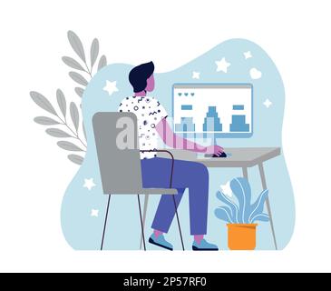 Play computer games Stock Vector