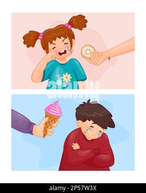 Children cry for sweetness Stock Vector