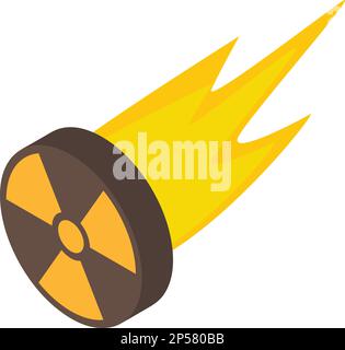 Radiologic contamination icon isometric vector. Fiery radioactive hazard symbol. Environmental pollution Stock Vector