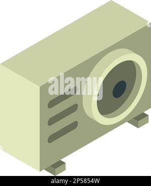 Outdoor compressor icon isometric vector. Modern outdoor unit of air conditioner. External electronic equipment, climate indoor control Stock Vector