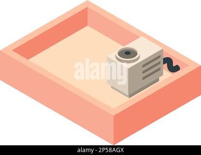 House roof icon isometric vector. New roof with outdoor unit of air conditioner. Construction and repair concept Stock Vector