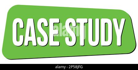 CASE STUDY text written on green trapeze stamp sign. Stock Photo