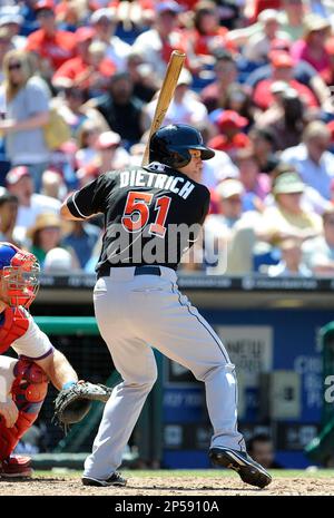 Miami Marlins Marcell Ozuna (48) during a game against the Philadelphia  Phillies on June 5, 2013 at Citizens Bank Park in Philadelphia PA. The  Phillies beat the Marlins 6-1.(AP Photo/Chris Bernacchi Stock