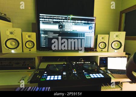 01.15.2023 - Warsaw, Poland - professional recording studio at home, music concept. High quality photo Stock Photo