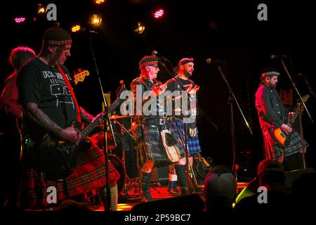 Piper, Aspy Luison, bagpipes, The Real McKenzies, Canadian Celtic punk band  in concert Stock Photo - Alamy