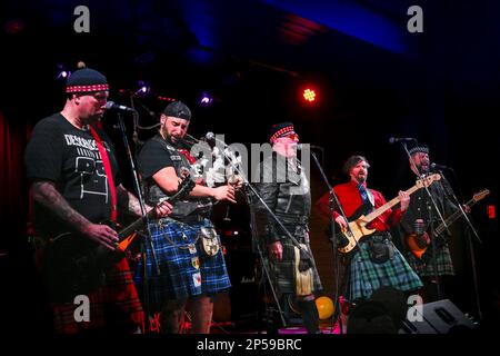 Piper, Aspy Luison, bagpipes, The Real McKenzies, Canadian Celtic punk band  in concert Stock Photo - Alamy