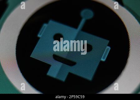 ChatGPT artificial intelligence chatbot icon on computer screen Stock Photo