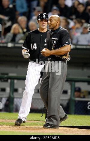 Chicago White Sox first baseman Paul Konerko works out at U.S. Cellular  Field in Chicago, during practice for the World Series Friday, Oct. 21, 2005,  in Chicago. The White Sox host the