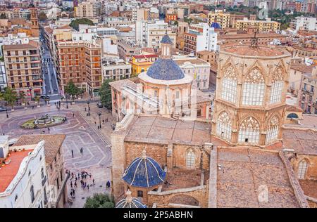 The Cathedral and the town from the Miquelete bell-tower. Valencia. Spain. Stock Photo
