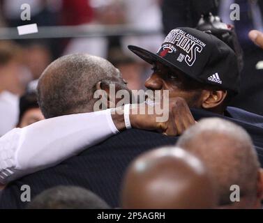 Miami Heat assistant coach Bob McAdoo, from left, forward LeBron